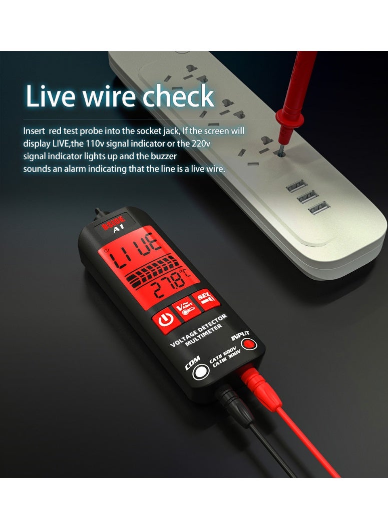 BSIDE Multimeter, BSIDE A1 Mini Multimeter LCD Digital Tester Voltage Detector 2000 Counts DC/AC Voltage Frequency Resistance NCV Continuity Live Wire Neutral Wire Check True RMS Meter - Image 5