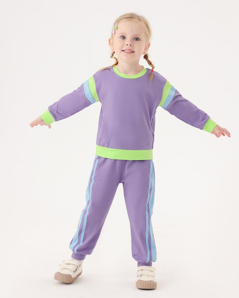SANMIO Toddler Girl Clothes 5-6T Girl Outfits Cute Color Block Long Sleeves Top and Pants Sweatsuit 2 Piece Casual Clothing Set - Image 3