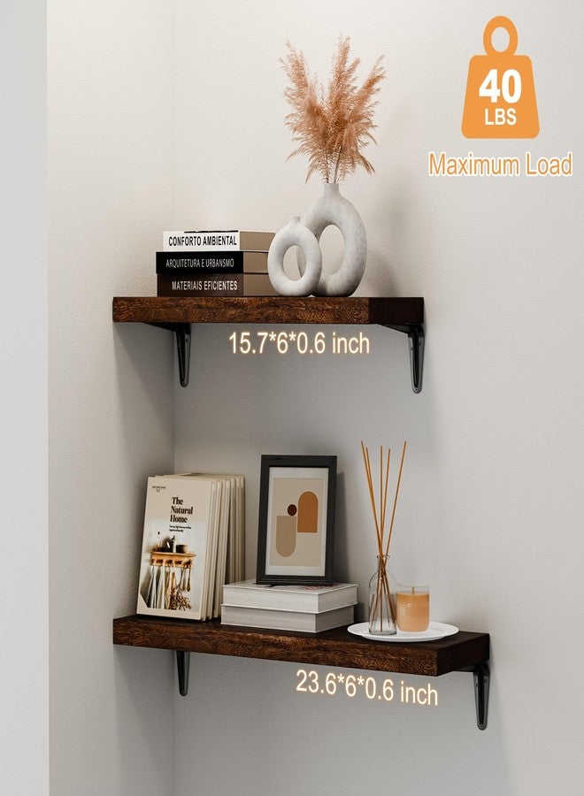 SKYSEN Floating Shelves for Wall Set of 6, 15.7in Wood Wall Shelf for Decor, Bathroom, Bedroom, Storage, Book,Kitchen, Living Room - Dark Brown(fs-40-d) - Image 4