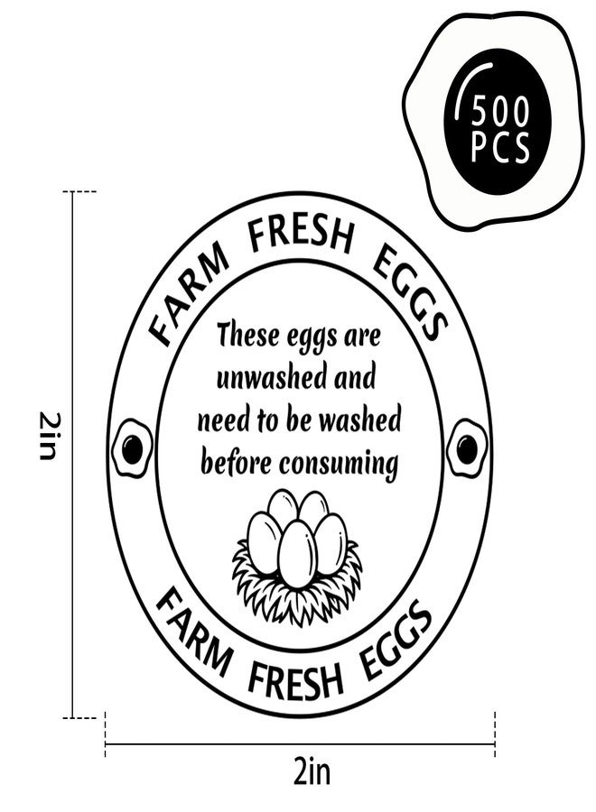 Bueake 500 Pcs 2 Inch Farm Fresh Eggs Carton Labels Self-Adhesive Unwashed Stickers for Chicken, Quail, Duck Egg Handling Labels - Image 2