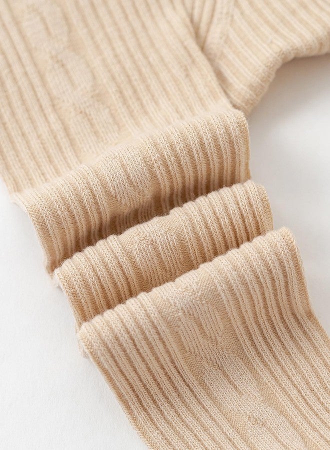 BINIDUCKLING Baby Cable Knit Tights 6-12 Months Light Grey - Image 4