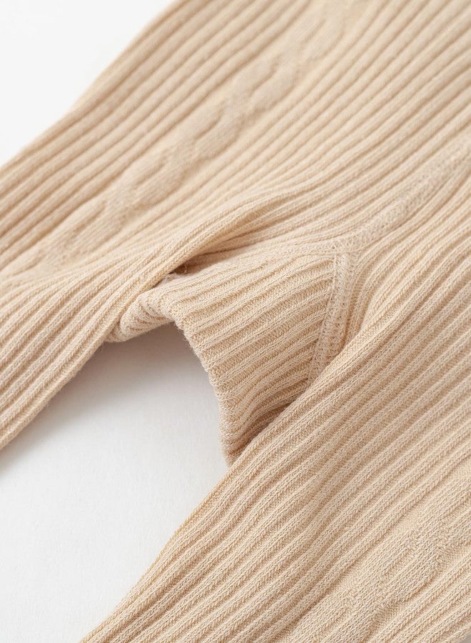 BINIDUCKLING Baby Cable Knit Tights 6-12 Months Light Grey - Image 5