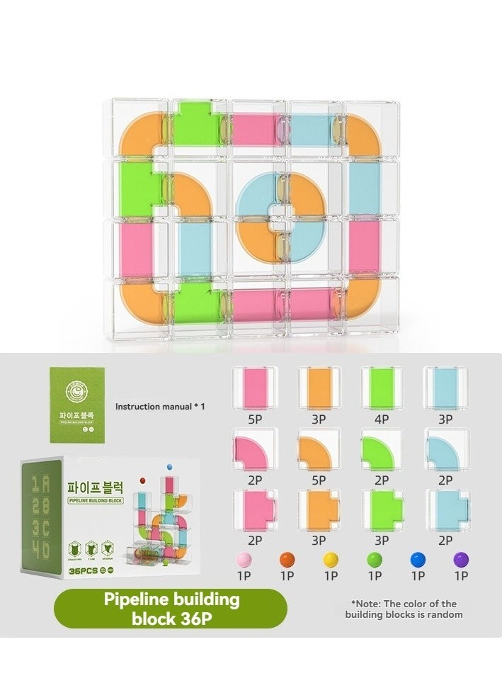 Toddler pipe puzzle building blocks, 36 building blocks, Montessori toys suitable for boys and girls over 1 year old, creative pipe building blocks for children's early education, cognitive enlightenment, logical thinking training, educational and changeable ball toys  - Image 1