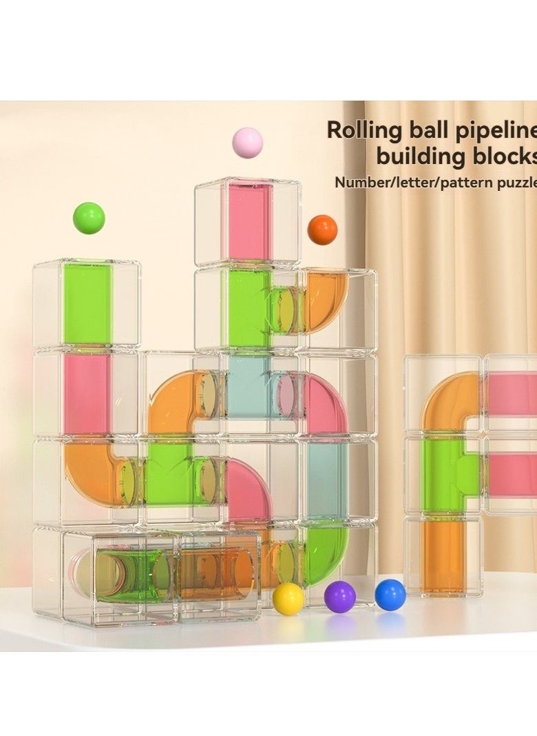 Toddler pipe puzzle building blocks, 36 building blocks, Montessori toys suitable for boys and girls over 1 year old, creative pipe building blocks for children's early education, cognitive enlightenment, logical thinking training, educational and changeable ball toys  - Image 2