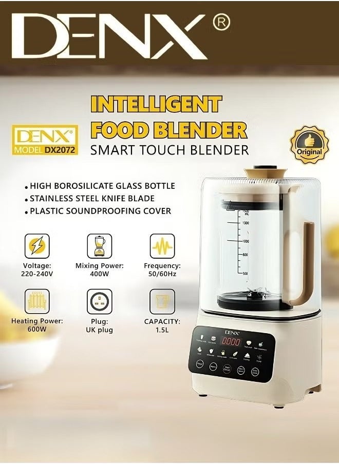 Denx 3-In-1 Silent Heating Soy Milk Maker & Blender - Smart Touch Food Processor & Soup Maker (49Db) - Image 5