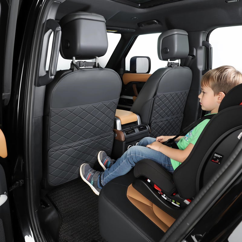 TAIKOO Seat Back Protector + Large Capacity Pocket Storage Organizer,Preventing the Impact of Children Stepping on the Seat Backrest (Cream White) - Image 3