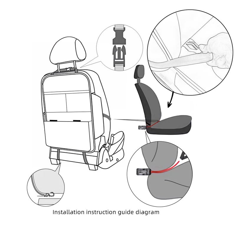 TAIKOO Seat Back Protector + Large Capacity Pocket Storage Organizer,Preventing the Impact of Children Stepping on the Seat Backrest (Cream White) - Image 5