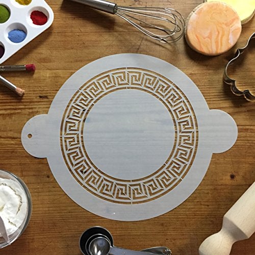 Designer Stencils C148 Greek Key Circle Cake Stencil, Beige/semi-transparent - Image 4