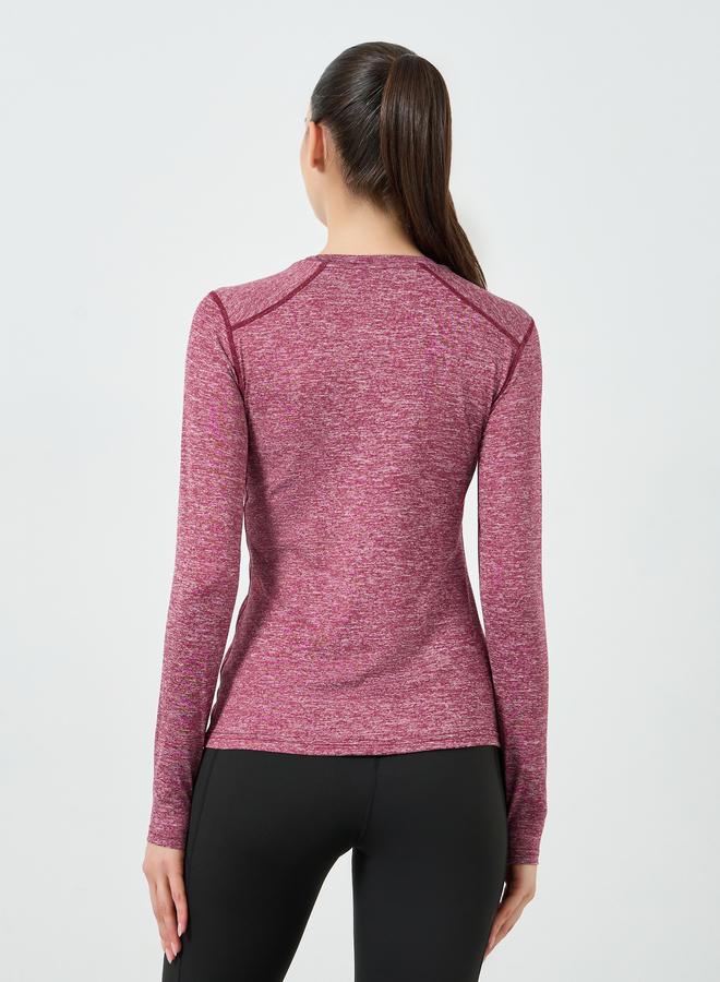 Styli Active Pink Melange Round Neck Top - Image 4