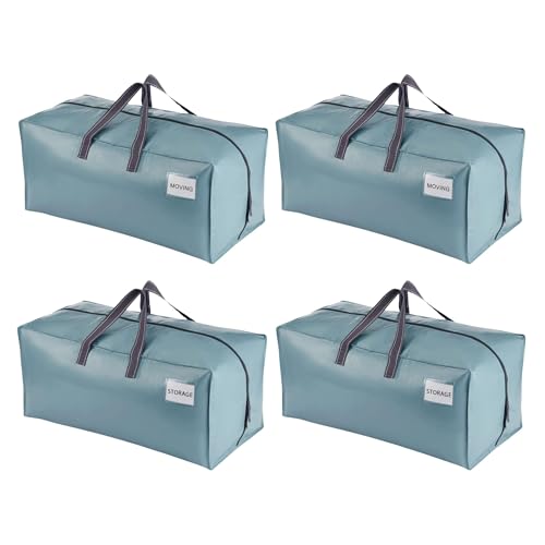 VENO 4 Pack Moving Bags w/Backpack Straps, Heavy Duty, Moving Boxes Alternative, Packing Supplies, Large Storage Totes for Dorm Room Essentials with Zipper for Clothes (Shiny Light Blue, 4 Pack) - Image 1