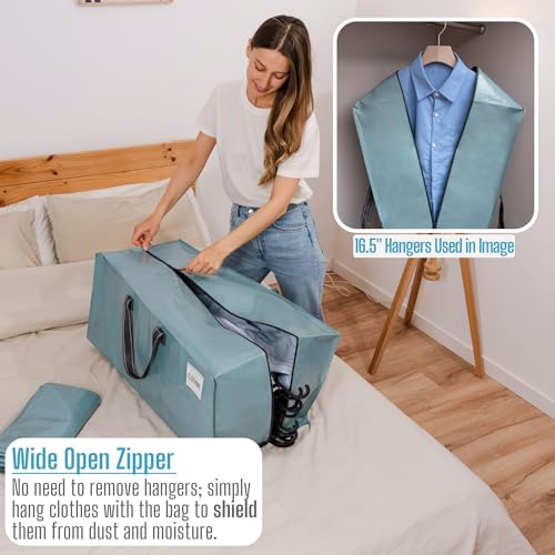 VENO 4 Pack Moving Bags w/Backpack Straps, Heavy Duty, Moving Boxes Alternative, Packing Supplies, Large Storage Totes for Dorm Room Essentials with Zipper for Clothes (Shiny Light Blue, 4 Pack) - Image 3