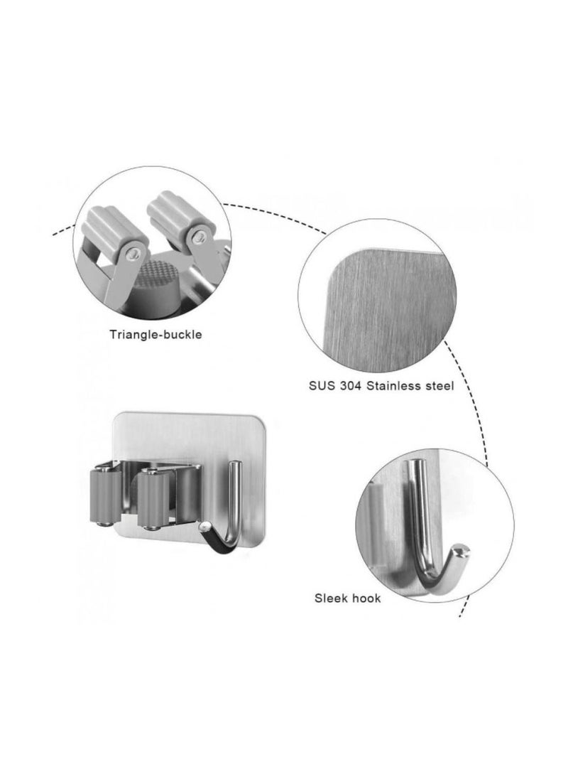 AIWANTO - 3-Pieces Wall Mounted Broom Mop Dustpan Clip with Hooks - Image 1