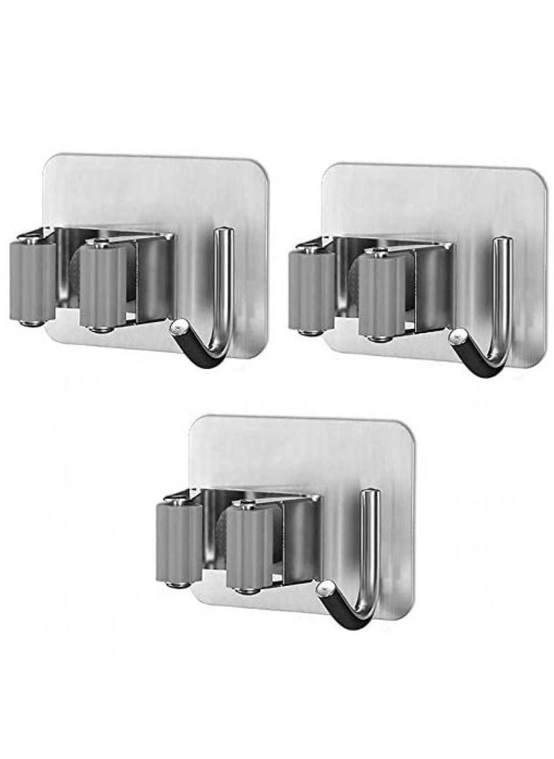 AIWANTO - 3-Pieces Wall Mounted Broom Mop Dustpan Clip with Hooks - Image 1