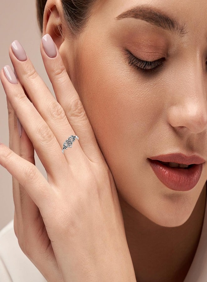 LeCalla خواتم زفاف من الفضة الاسترليني 925 بتصميم عقدة سلتية قابلة للتكديس للنساء حلقة مضادة للحساسية للمراهقات مقاس - 7 - Image 2