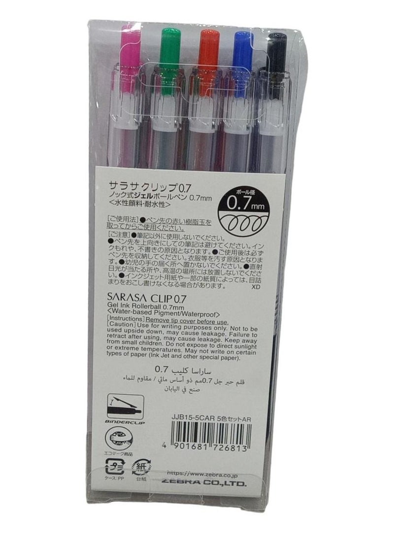ZEBRA 5-Piece Sarasa Clip Gel-Ink Pens Multicolour  - Image 3