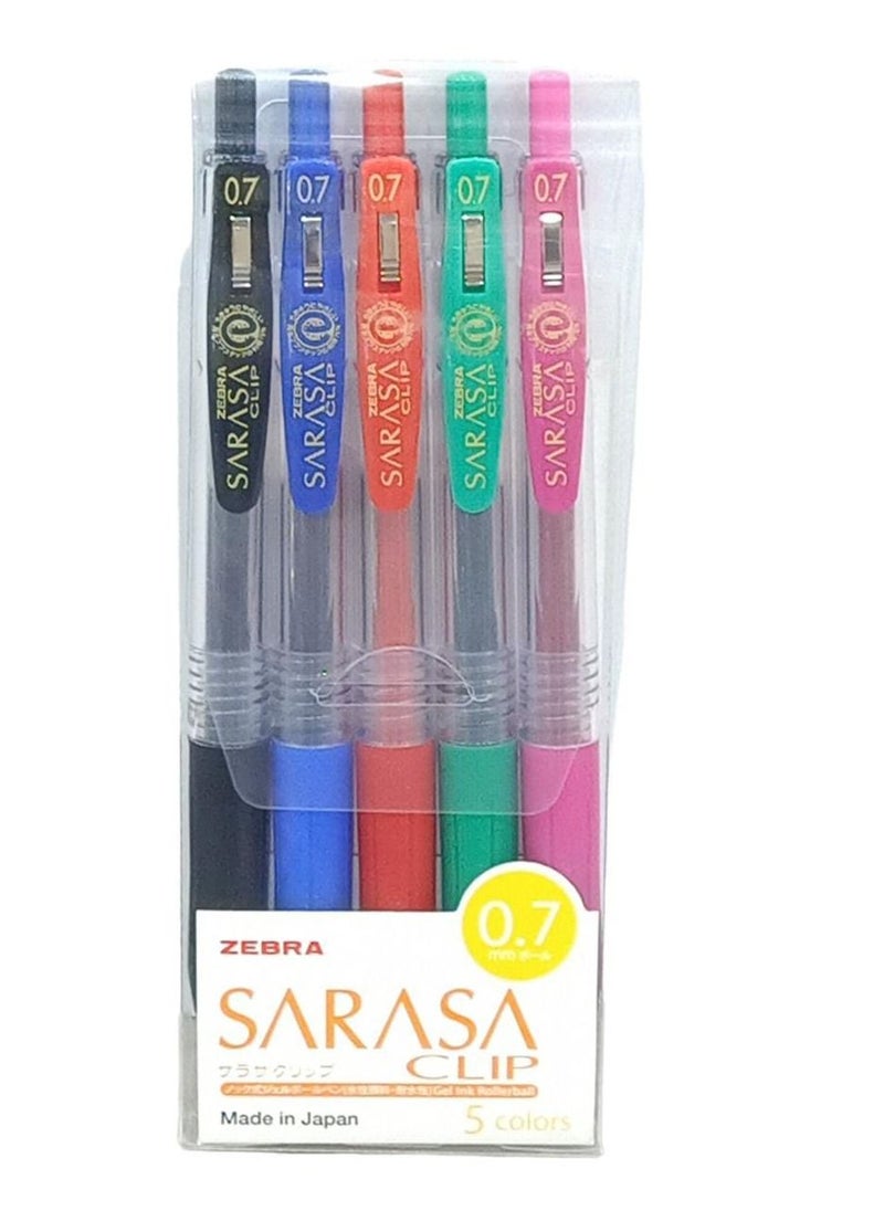 ZEBRA 5-Piece Sarasa Clip Gel-Ink Pens Multicolour  - Image 1