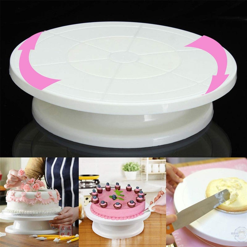 Lexazo 1PC Cake Turntable Revolving Cake Decorating Stand Sugar Craft 360 Degree RotatingBakeware Tools and Accessories Easy to Decorate Cakes 28cm - Image 1