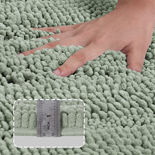 Turquoize Sage Green Bathroom Rugs Runner Extra Long 47 x 17 Large Bath Mat Plush Shaggy Chenille Bathroom Rug NonSlip Bath Rug Runner Extra Soft Absorbent Thick Floor Mats Machine Washable Sage - Image 3