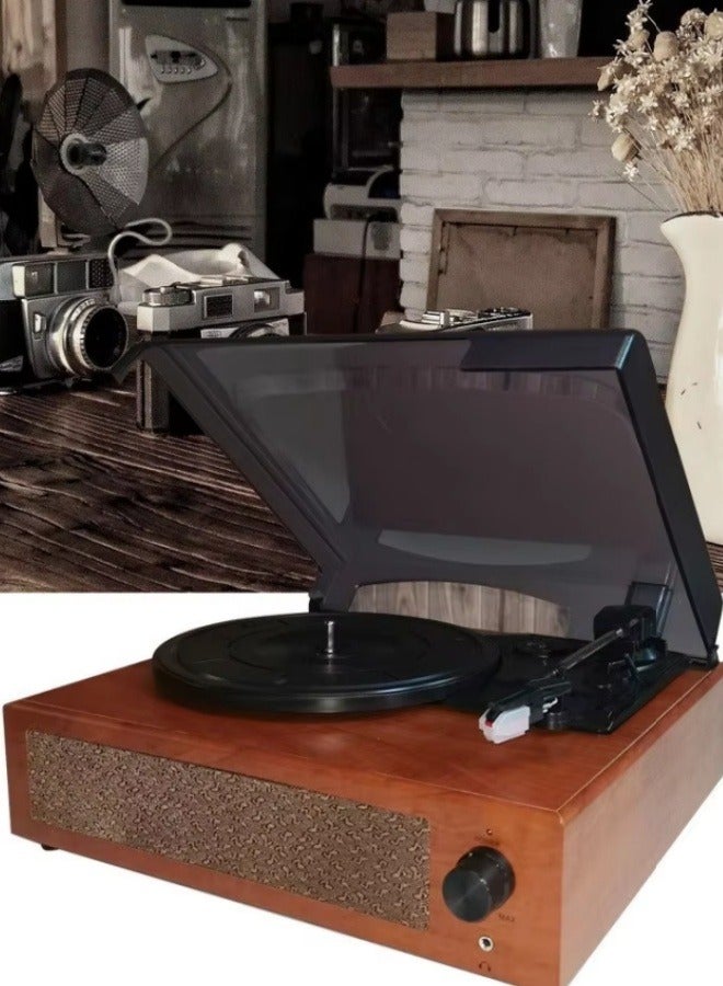 Retro Phonograph,Portable Gramophone Vinyl Record Player Vintage Turntable Phonograph,Vintage Gramophone with Speakers,Can Link Bluetooth and USB Stick,Stereo Sound Black Eu-Type  - Image 2