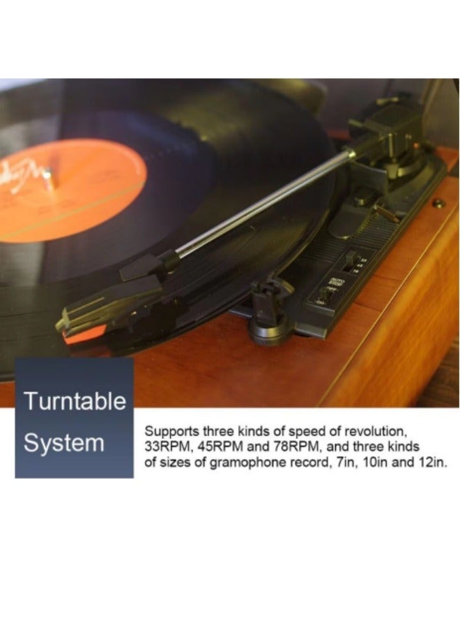 Retro Phonograph,Portable Gramophone Vinyl Record Player Vintage Turntable Phonograph,Vintage Gramophone with Speakers,Can Link Bluetooth and USB Stick,Stereo Sound Black Eu-Type  - Image 4