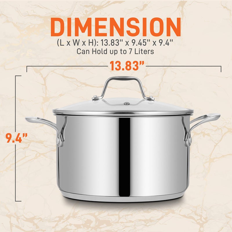 NutriChef 8-Quart Stainless Steel Stock Pot - 18/8 Food Grade Stainless Steel Heavy Duty Induction - Stock Pot, Stew Pot, Simmering Pot with See-Through Lid, Dishwasher Safe - NCSP8 - Image 2