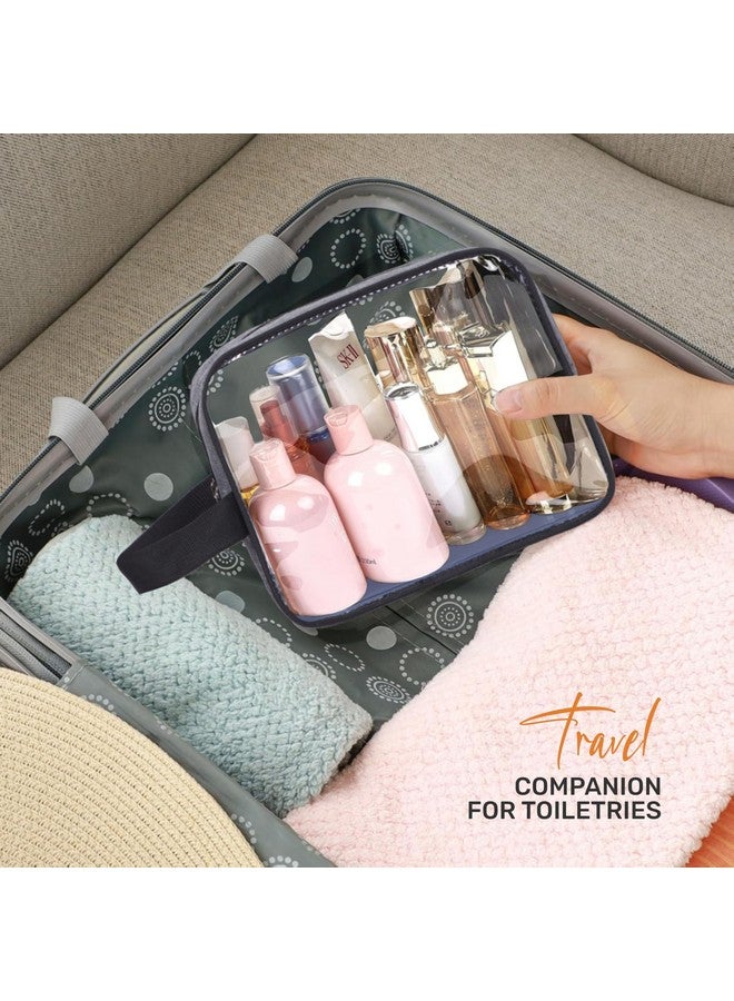Cranique Pvc Set of 3 Multipurpose Transparent Toiletry Bag for Unisex, Travel Storage Bag, Travel Pouch for Makeup Cosmetic, Travel Organizer for Toiletries (QTSP1_3Q) (Grey) - Image 4