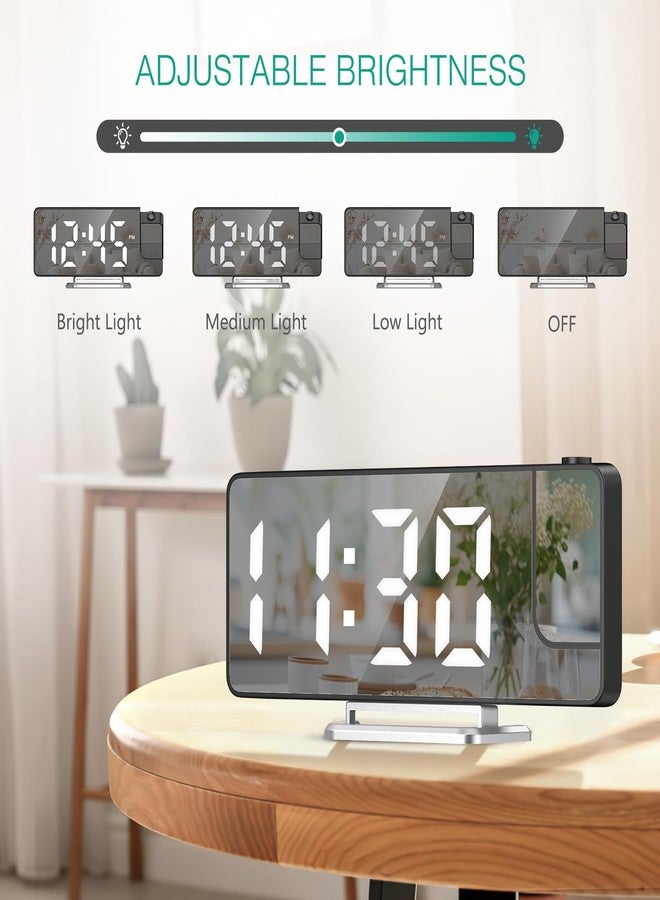 ORIA Projection Alarm Clock, 7.9'' Digital Alarm Clock with 180° Rotatable Projector, LED Alarm Clock with Temperature, 4-Level Dimmer, 12/24H, Snooze, for Home, Bedroom Ceiling, Living Room - Image 4