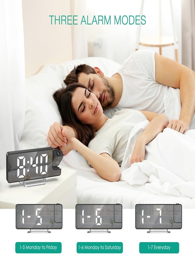 ORIA Projection Alarm Clock, 7.9'' Digital Alarm Clock with 180° Rotatable Projector, LED Alarm Clock with Temperature, 4-Level Dimmer, 12/24H, Snooze, for Home, Bedroom Ceiling, Living Room - Image 5