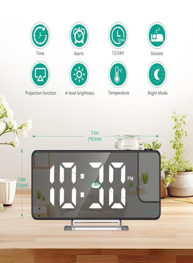 ORIA Projection Alarm Clock, 7.9'' Digital Alarm Clock with 180° Rotatable Projector, LED Alarm Clock with Temperature, 4-Level Dimmer, 12/24H, Snooze, for Home, Bedroom Ceiling, Living Room - Image 2