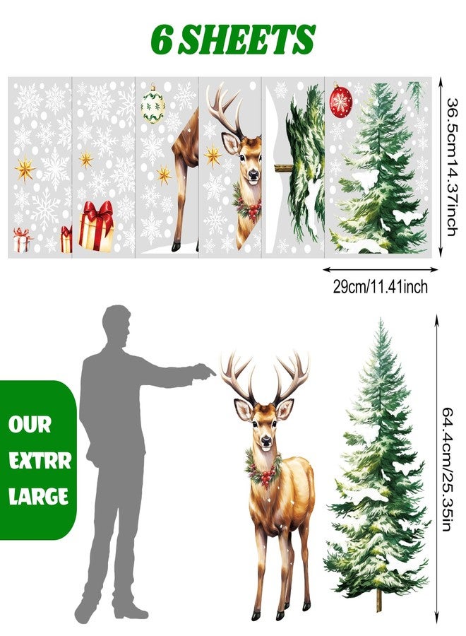 دياسي ملصقات نوافذ كبيرة لعيد الميلاد من DIYASY، ملصقات نوافذ عيد الميلاد، غزال الرنة، شجرة عيد الميلاد، ندفة الثلج، ملصقات منزلية كبيرة جدًا لتزيين غرف عيد الميلاد الداخلية والخارجية والزجاجية - Image 2