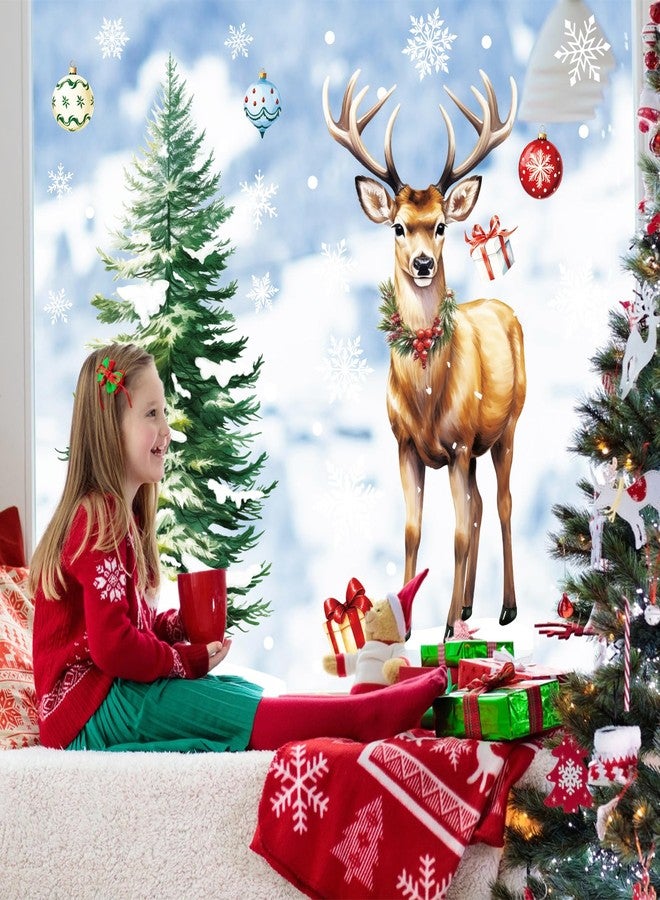 دياسي ملصقات نوافذ كبيرة لعيد الميلاد من DIYASY، ملصقات نوافذ عيد الميلاد، غزال الرنة، شجرة عيد الميلاد، ندفة الثلج، ملصقات منزلية كبيرة جدًا لتزيين غرف عيد الميلاد الداخلية والخارجية والزجاجية - Image 5