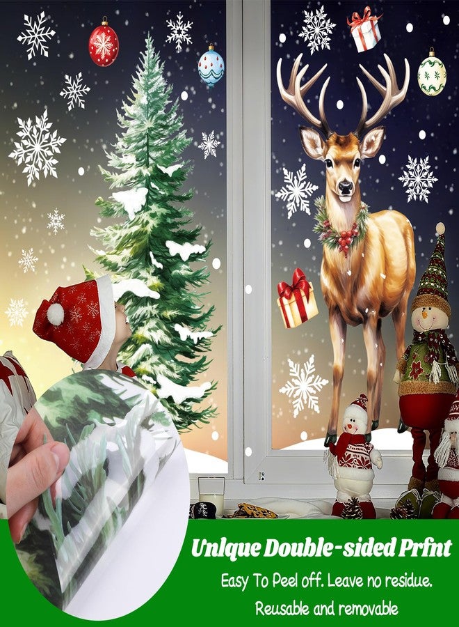 دياسي ملصقات نوافذ كبيرة لعيد الميلاد من DIYASY، ملصقات نوافذ عيد الميلاد، غزال الرنة، شجرة عيد الميلاد، ندفة الثلج، ملصقات منزلية كبيرة جدًا لتزيين غرف عيد الميلاد الداخلية والخارجية والزجاجية - Image 3