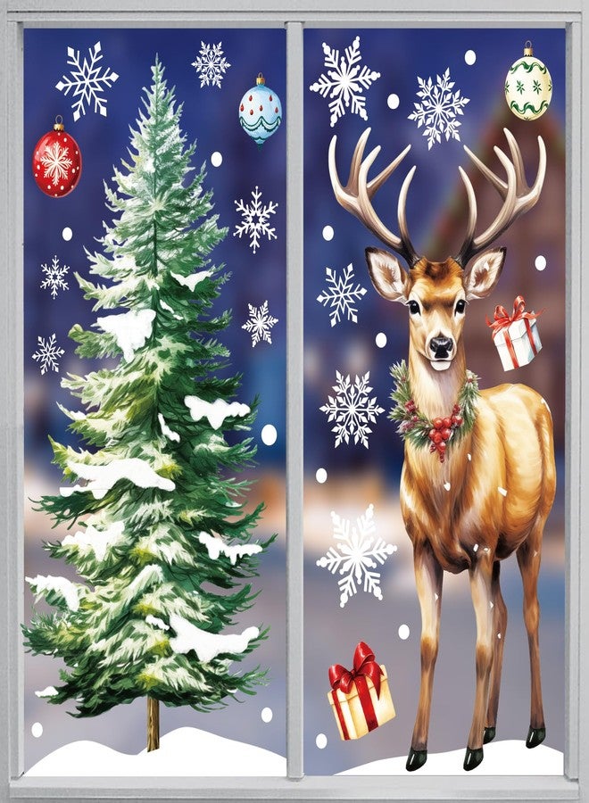 دياسي ملصقات نوافذ كبيرة لعيد الميلاد من DIYASY، ملصقات نوافذ عيد الميلاد، غزال الرنة، شجرة عيد الميلاد، ندفة الثلج، ملصقات منزلية كبيرة جدًا لتزيين غرف عيد الميلاد الداخلية والخارجية والزجاجية - Image 1