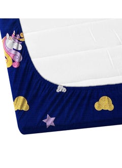 VKOM VKOM 244TC Glace Cotton 78x72 Elastic Fitted Bedsheet Super Double Bed Size Cartoon Printed Fitted Sheet Elasticated Fitted Bedspread with 2 Pillow Covers Blue  - Image 2