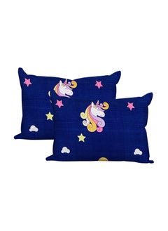 VKOM VKOM 244TC Glace Cotton 78x72 Elastic Fitted Bedsheet Super Double Bed Size Cartoon Printed Fitted Sheet Elasticated Fitted Bedspread with 2 Pillow Covers Blue  - Image 3