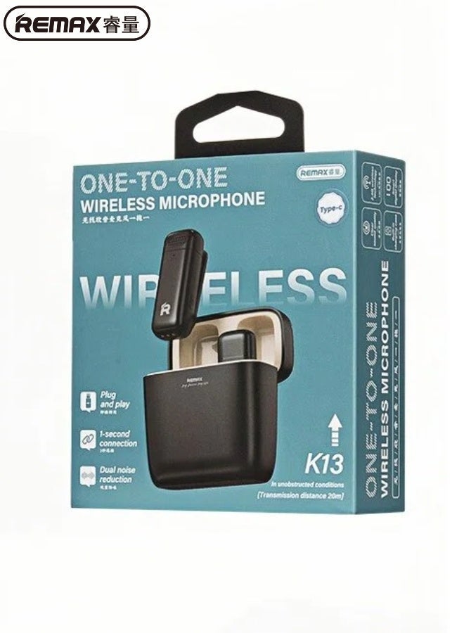 ريماكس ميكروفون لاسلكي صغير الحجم، ميكروفون USB-C، سهل الاستخدام، مزود بخاصية إلغاء الضوضاء، مع حجرة بطارية، إمكانية الشحن أثناء الاستخدام، متوافق مع أجهزة iPhone/iPad/Android/أجهزة الكمبيوتر المحمولة، مناسب لتسجيل الفيديو/البث المباشر/المقابلات/TikTok/YouTube (ميكروفون واحد) - Image 5