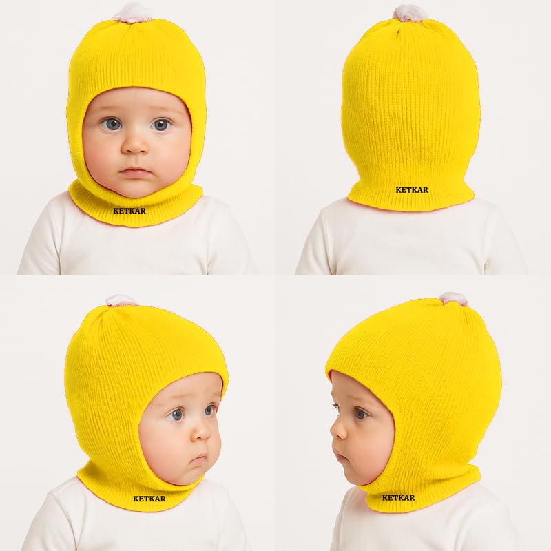 KETKAR Unisex Baby Woolen Monkey Cap – Soft & Warm Winter Caps for Boys & Girls (Pack of 4, Multicolor_2),2-3 Years - Image 5