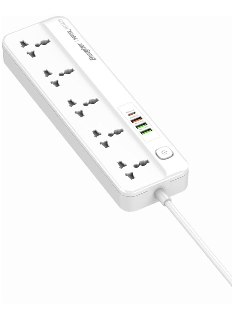Energizer - Energizer Max Power Strip 10A with Smart overload protection surge 5Output and 3 ports QC18w USB A And PD20w/2500w model epb2501eu - Image 1