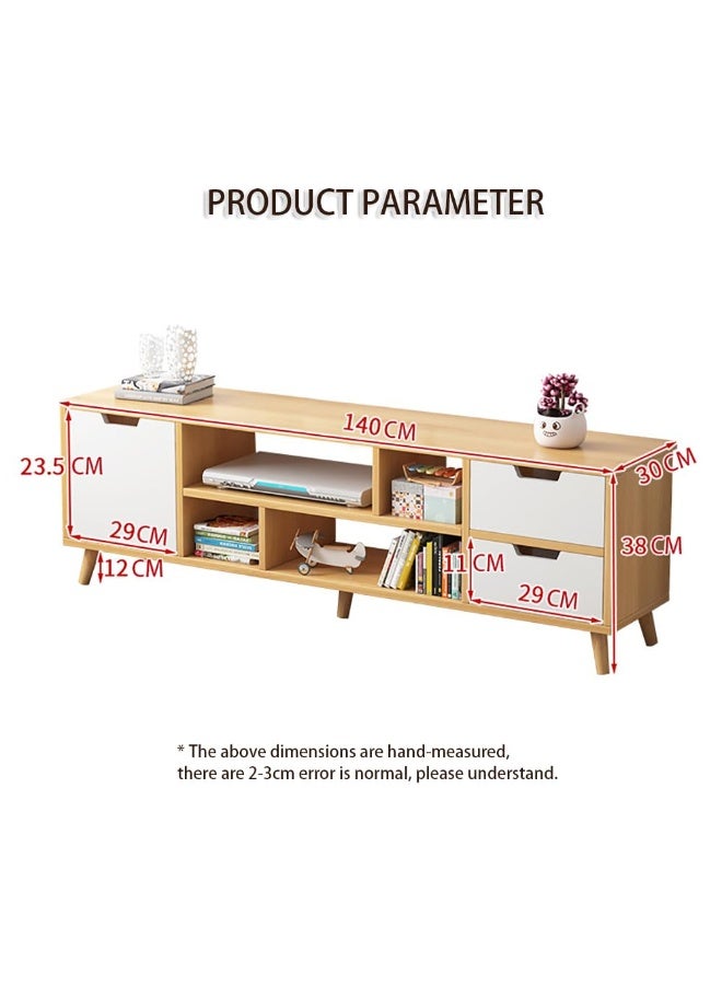 Generic Modern TV Cabinet, Wooden TV Entertainment Media Center Console Table with Drawers and Doors and Open Storage Shelf, Multifunctional TV Stand/Unit for Living Room, Bedroom, DQ143 (White)  - Image 2