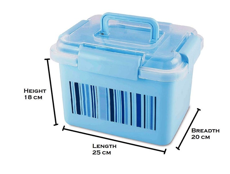 aakar aaKaR Big Storage Medical First Aid Box Multi Purpose Box Multi Utility Storage Medicine Dispenser with Handle Blue 25x20x18 Cm Rectangular Plastic  - Image 2