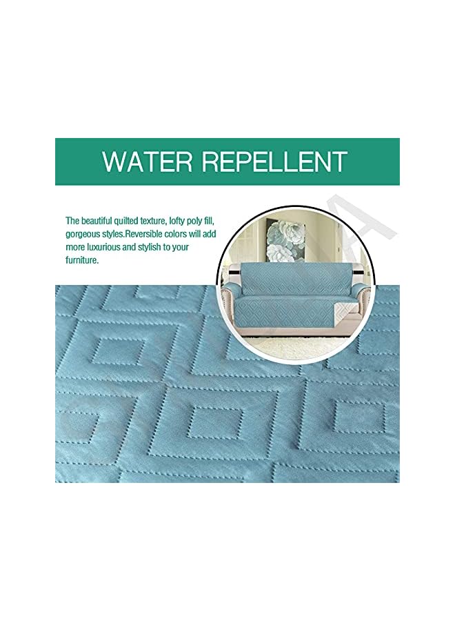 The Bros غطاء أريكة مبطن قابل للعكس واقي أريكة 1،2،3 مقاعد غطاء كرسي بذراع مع أحزمة مرنة قابلة للتعديل (أزرق فاتح، 4 مقاعد) - Image 4