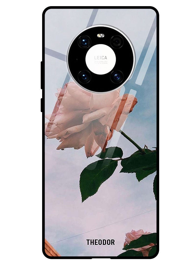 Theodor Protective Tempered Glass Case Cover HUAWEI MATE 40 5G  Single Rose - Image 1