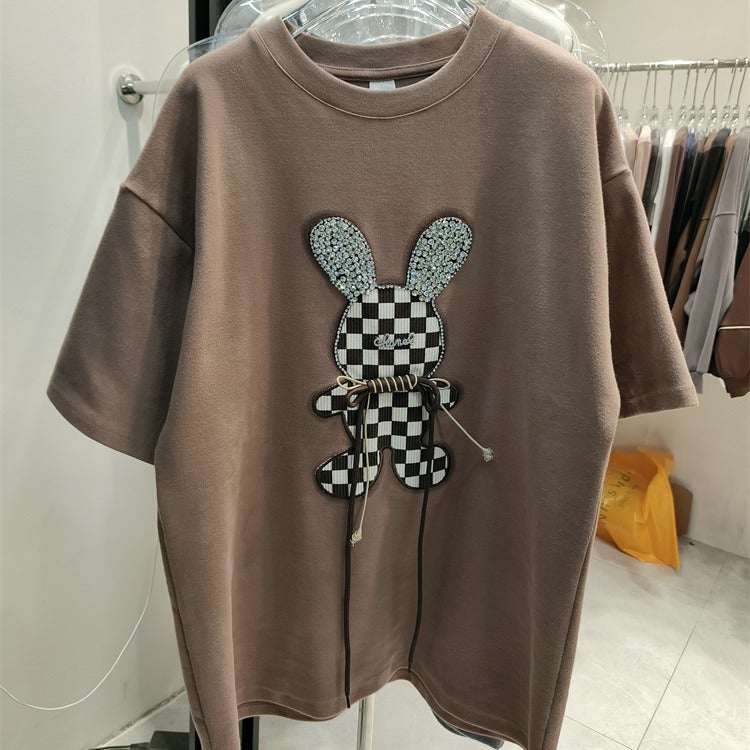European Station Plus Size Heavy Industry Sanding Thickened T-Shirt Women'S Lazy Style Loose Stacked Short Sleeve Top Base - Image 4