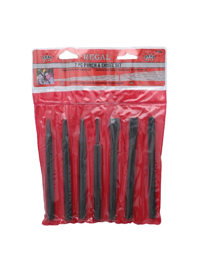 ريجال تولز 99060 طقم أدوات ثقب وإزميل من الفولاذ عالي الكربون 7 قطع أسود 4.826 × 20.955 × 27.305 سم  - Image 1