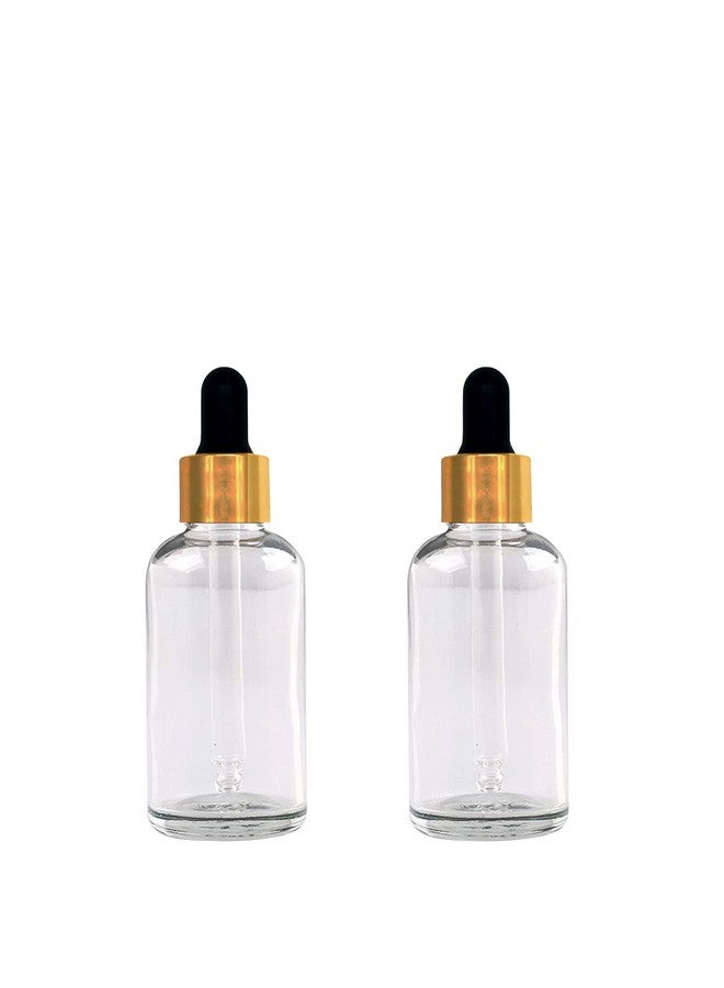 Devinez Multipurpose Transparent (Clear) Color Round Glass Bottle, 15 ml with Golden Black Glass Dropper (Pack of 2), for Beauty, Essential Oils, Blends, Skin Care, Travel, Toners, Cosmetic & DIY - Image 1