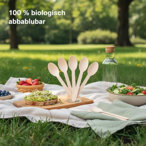 EZYLINKER 500 Wooden Spoons, Disposable Wooden Cutlery Set - Alternative to Plastic, Eco Friendly, Biodegradable, Compostable Cutlery Set - 500 Wooden Spoons Disposable Utensils Set - Image 4