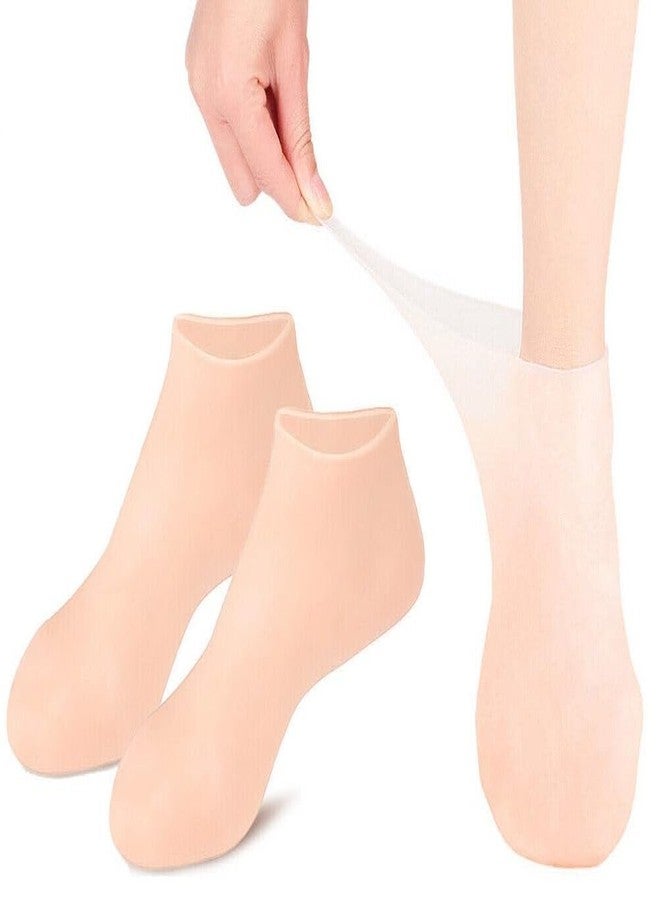 MANIBAM IMPEX (Pack of 1) Moisturizing Gel Socks, Anti Crack Washable Moisturizing Essential Oil Socks, Practical Reusable for Hydrate Skin Lady Women And Man (BEIGE) - Image 1