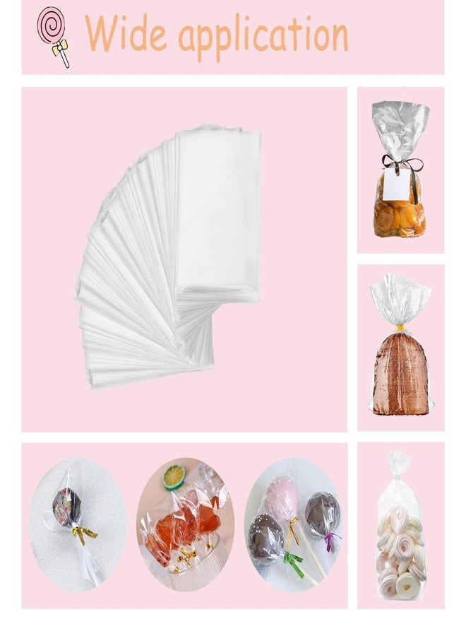 Eiahonen 300 PCS Cake Pop Sticks and Wrappers Kit, Including 100ct 4-inch Papery Lollipop Treat Sticks, 100ct Clear Parcel Bags, 100ct Colorful Twist Ties for Cake Pops, Chocolates and Cookies - Image 3