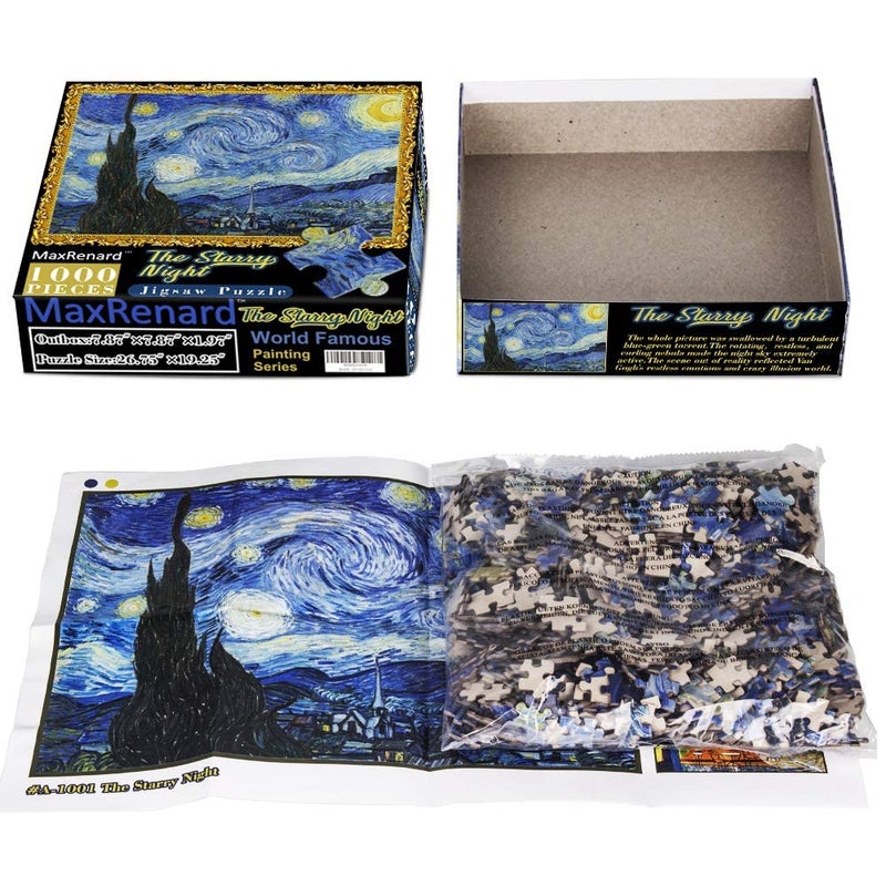 MaxRenard Starry Night Puzzle 1000 Pieces Van Gogh Puzzle 1000 Piece Puzzles for Adults Artwork Jigsaw Puzzle Family Game Puzzle - Image 5
