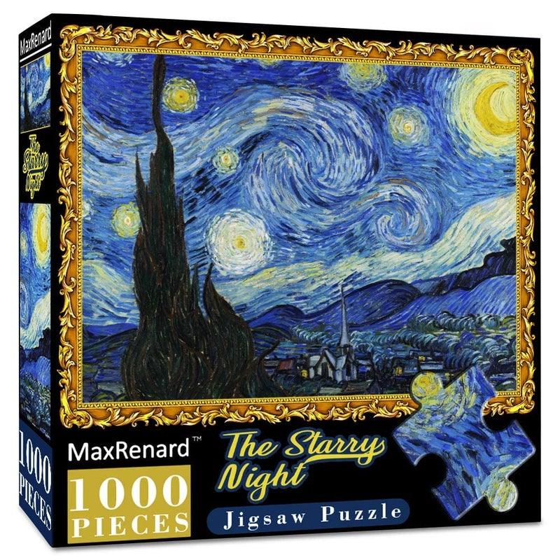 MaxRenard Starry Night Puzzle 1000 Pieces Van Gogh Puzzle 1000 Piece Puzzles for Adults Artwork Jigsaw Puzzle Family Game Puzzle - Image 1